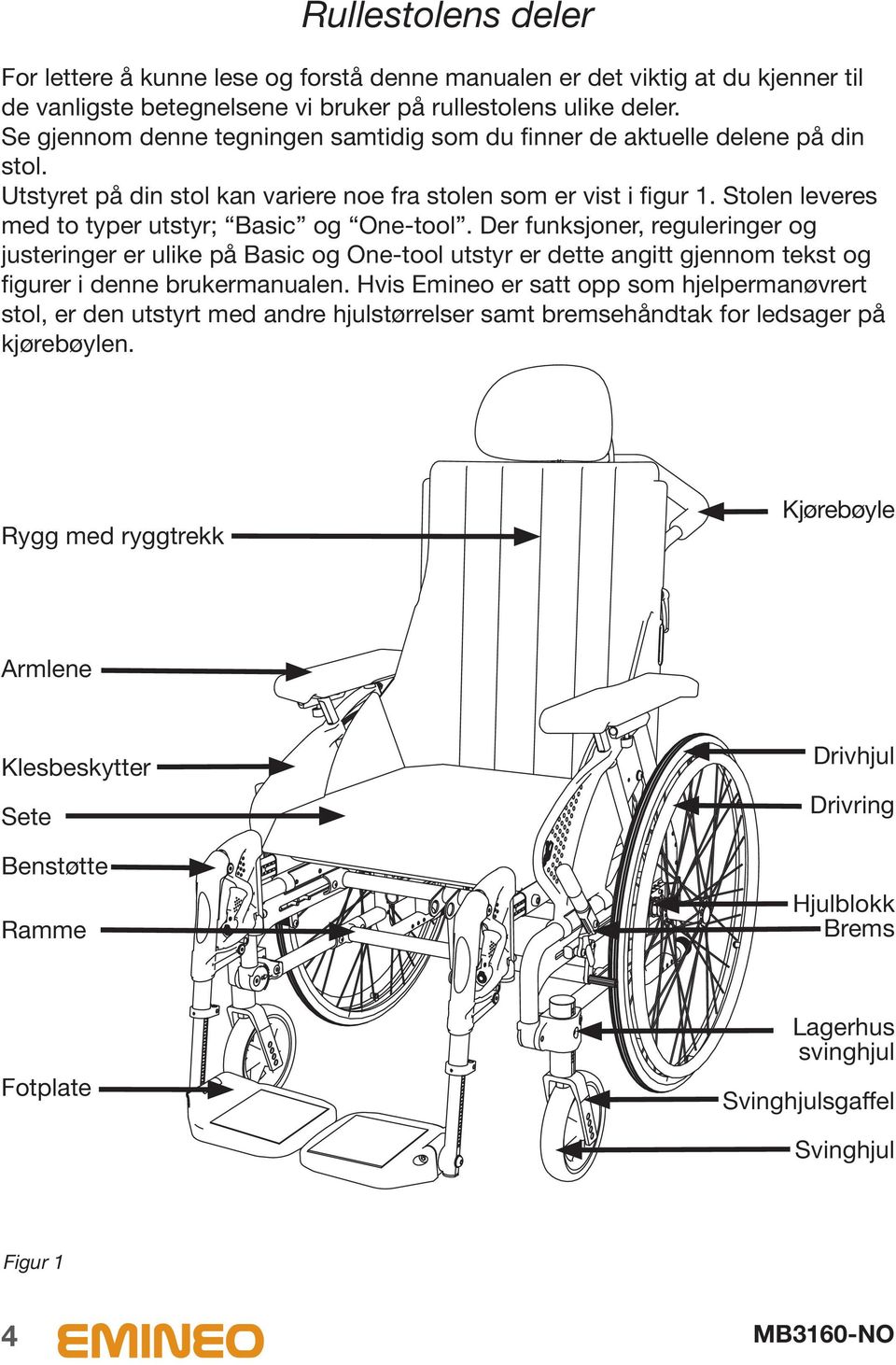 Stolen leveres med to typer utstyr; Basic og One-tool. Der funksjoner, reguleringer og justeringer er ulike på Basic og One-tool utstyr er dette angitt gjennom tekst og figurer i denne brukermanualen.