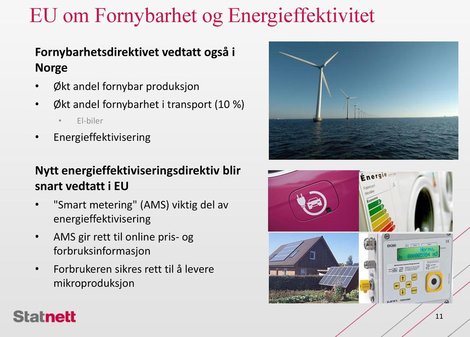 energieffektiviseringsdirektiv blir snart vedtatt i EU "Smart metering" (AMS) viktig del av