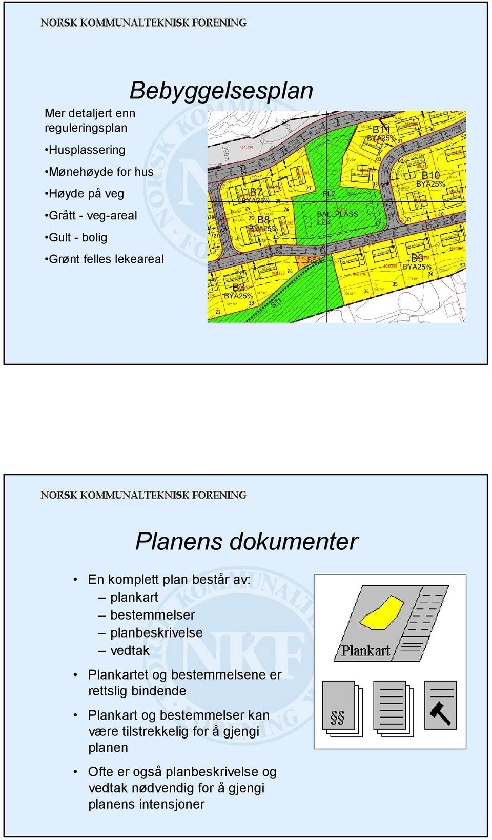 bestemmelser planbeskrivelse vedtak Plankartet og bestemmelsene er rettslig bindende Plankart og bestemmelser