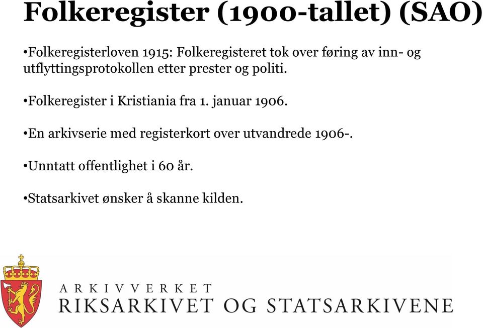 Folkeregister i Kristiania fra 1. januar 1906.