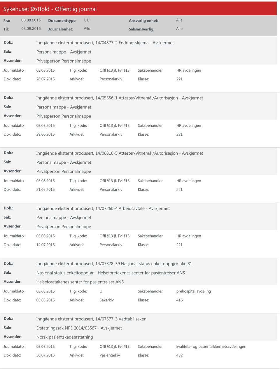 2015 Arkivdel: Personalarkiv Inngående eksternt produsert, 14/06816-5 Attester/Vitnemål/Autorisasjon - Personalmappe - Dok. dato: 21.05.