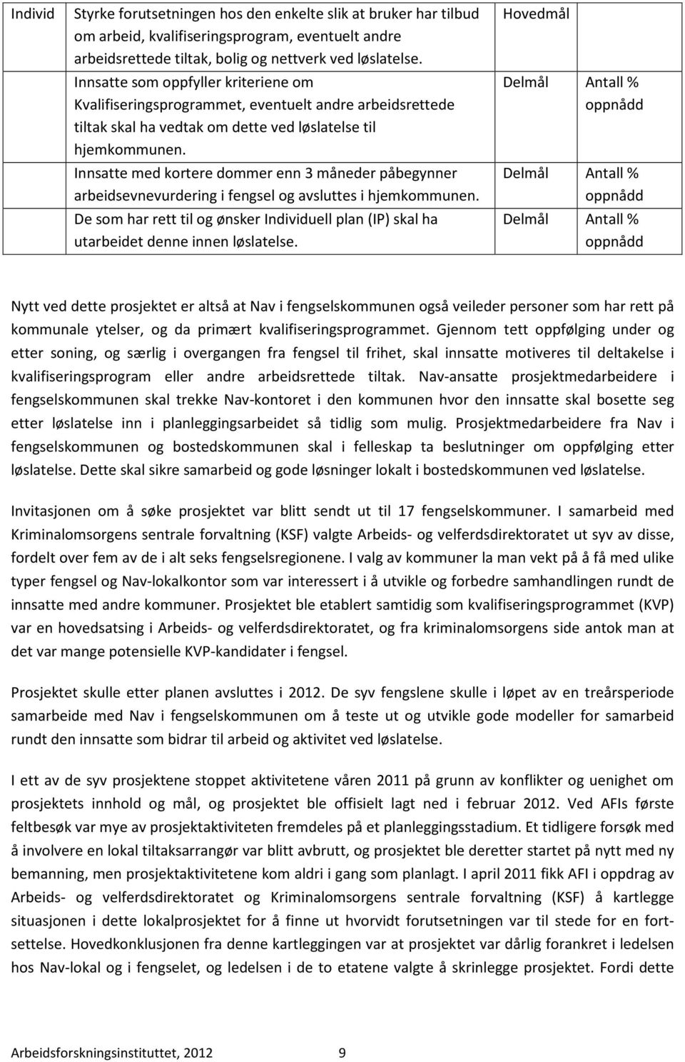 Innsatte med kortere dommer enn 3 måneder påbegynner arbeidsevnevurdering i fengsel og avsluttes i hjemkommunen.