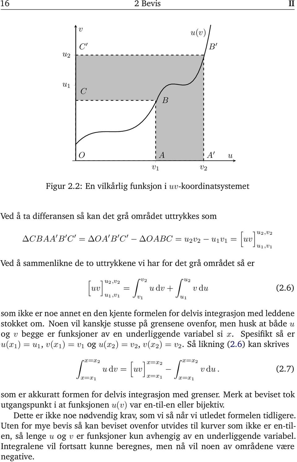 u,v uv u,v [ ] u,v v u uv u dv + v du.6 u,v v u som ikke er noe nnet en den kjente formelen for delvis integrsjon med leddene stokket om.