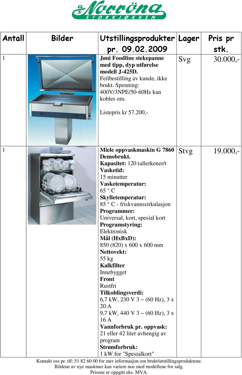 Kapasitet: 120 tallerkener/t Vasketid: 15 minutter Vasketemperatur: 65 C Skylletemperatur: 85 C - friskvannssirkulasjon Programmer: Universal, kort, spesial kort Programstyring: Elektronisk Mål