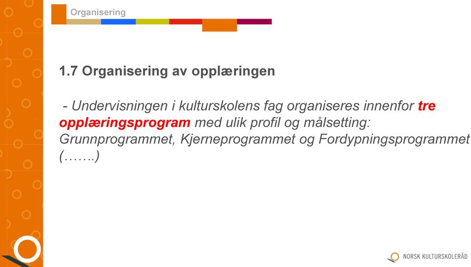 kulturskolens fag organiseres innenfor tre