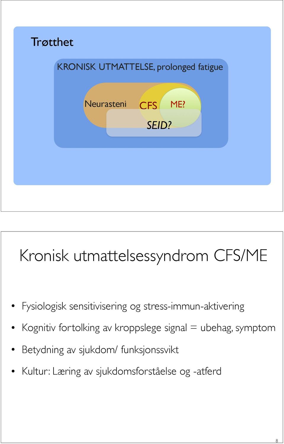 stress-immun-aktivering Kognitiv fortolking av kroppslege signal = ubehag,