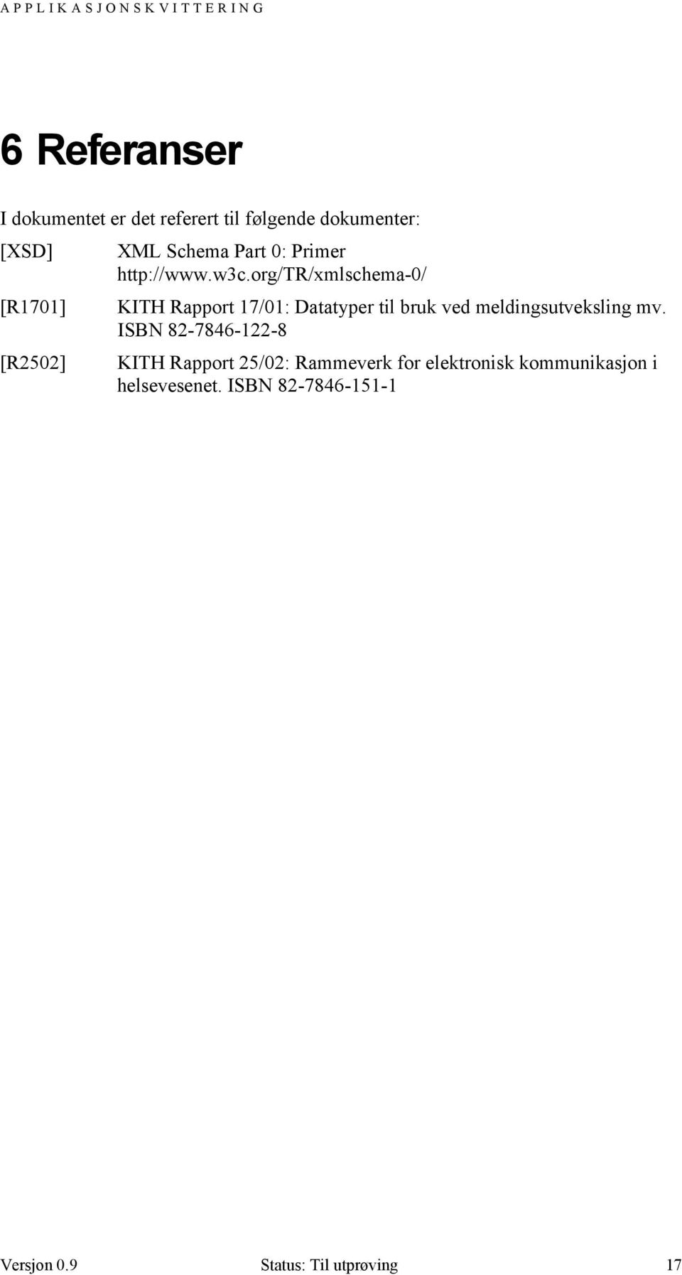 org/tr/xmlschema-0/ KITH Rapport 17/01: Datatyper til bruk ved meldingsutveksling mv.