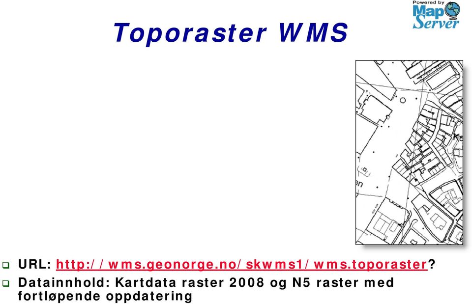 Datainnhold: Kartdata raster 2008