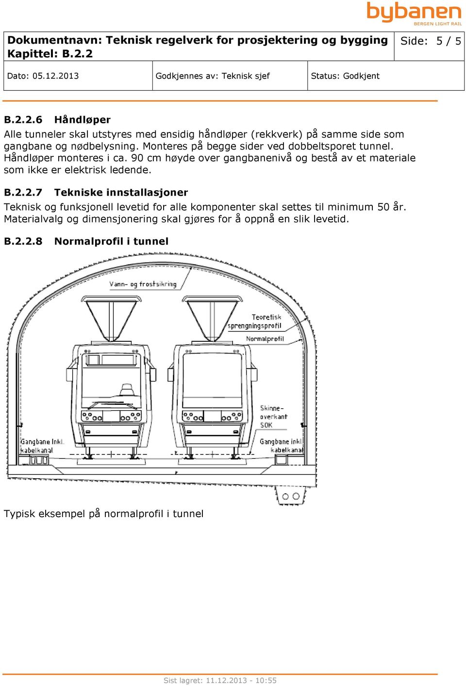 90 cm høyde over gangbanenivå og bestå av et materiale som ikke er elektrisk ledende. B.2.