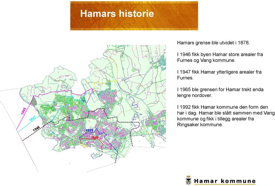 I 1947 fikk Hamar ytterligere arealer fra Furnes.