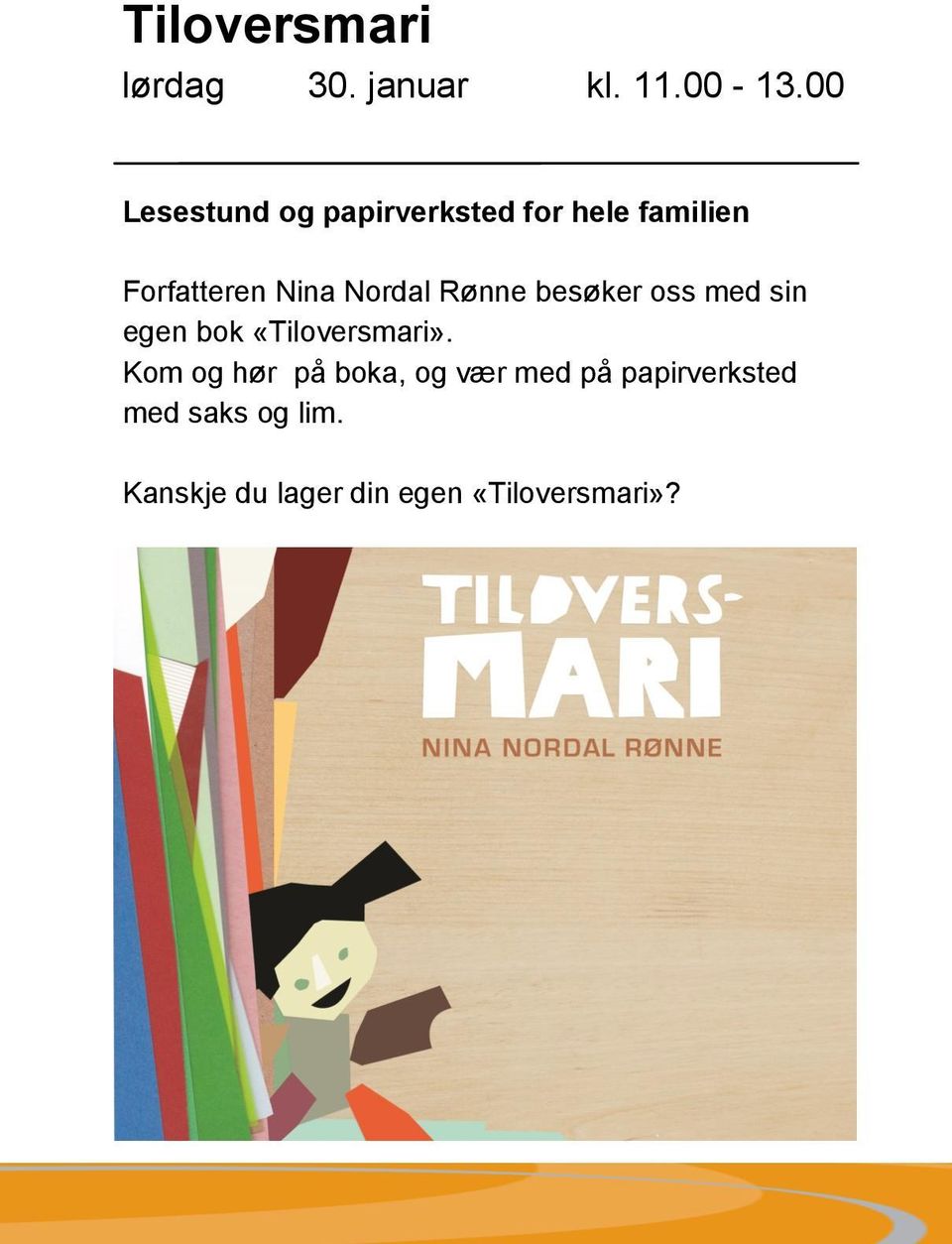 Nordal Rønne besøker oss med sin egen bok «Tiloversmari».