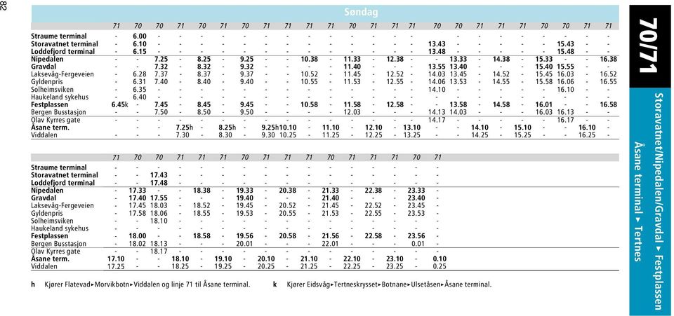 32-8.32-9.32 - - - - 11.4 - - - 13.55 13.4 - - - 15.4 15.55 - - Laksevåg-Fergeveien - 6.28 7.37-8.37-9.37 - - 1.52 - - 12.52-14.3 13.45-14.52-15.45 16.3-16.52-6.31 7.4-8.4-9.4 - - 1.55-11.53-12.55-14.