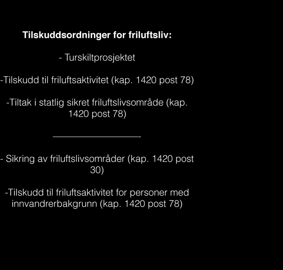 1420 post 78) -Tiltak i statlig sikret friluftslivsområde (kap.