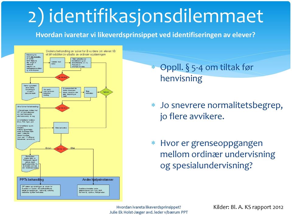 5-4 om tiltak før henvisning Jo snevrere normalitetsbegrep, jo flere