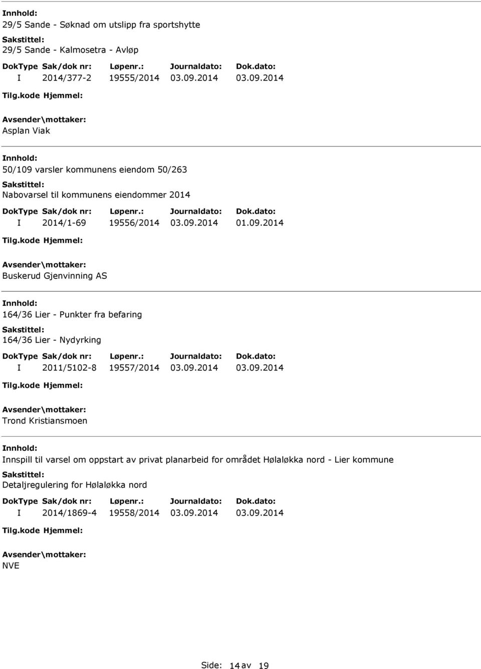 Punkter fra befaring 164/36 Lier - Nydyrking 2011/5102-8 19557/2014 Trond Kristiansmoen nnspill til varsel om oppstart av