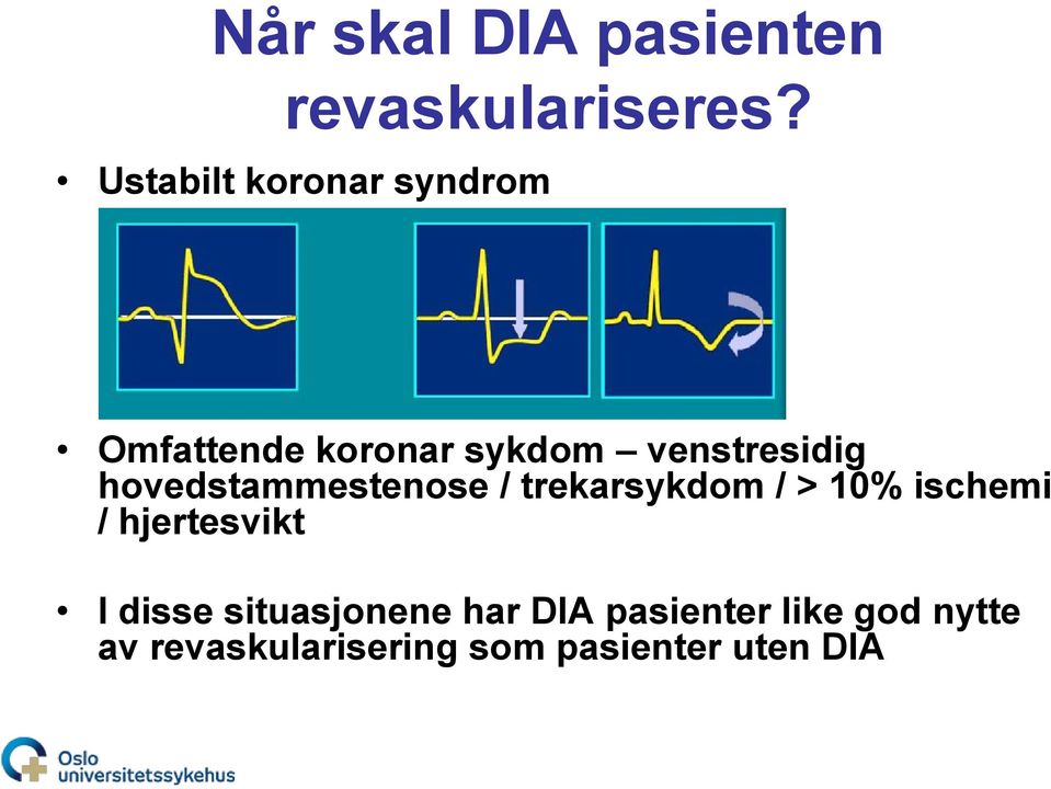 hovedstammestenose / trekarsykdom / > 10% ischemi / hjertesvikt I