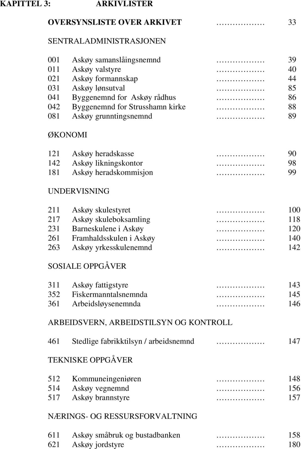 skulestyret 100 217 Askøy skuleboksamling 118 231 Barneskulene i Askøy 120 261 Framhaldsskulen i Askøy 140 263 Askøy yrkesskulenemnd 142 SOSIALE OPPGÅVER 311 Askøy fattigstyre 143 352