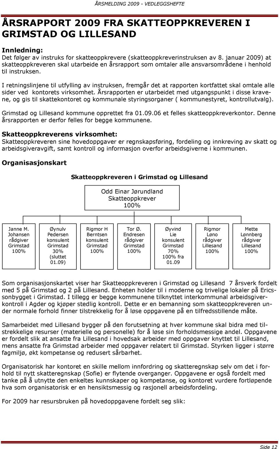 I retningslinjene til utfylling av instruksen, fremgår det at rapporten kortfattet skal omtale alle sider ved kontorets virksomhet.