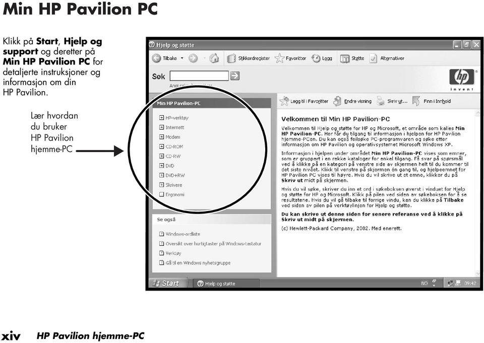 instruksjoner og informasjon om din HP Pavilion.