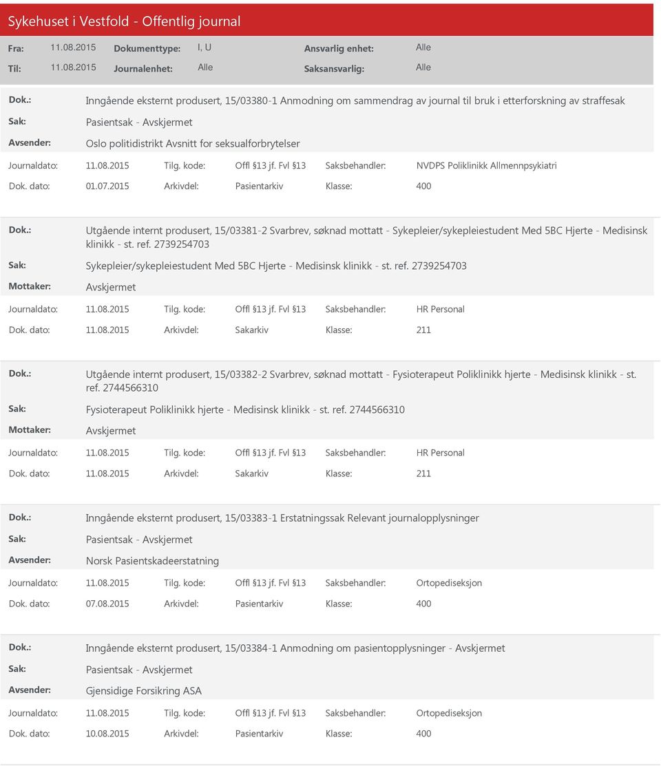 ref. 2739254703 Sykepleier/sykepleiestudent Med 5BC Hjerte - Medisinsk klinikk - st. ref. 2739254703 Dok.