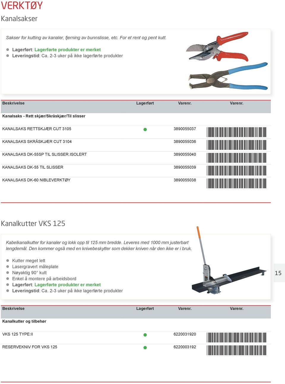 ISOLERT 3890055040 KANALSAKS DK-55 TIL SLISSER 3890055039 KANALSAKS DK-60 NIBLEVERKTØY 3890055038 *3890055037* *3890055036* *3890055040* *3890055039* *3890055038* Kanalkutter VKS 125 Kabelkanalkutter
