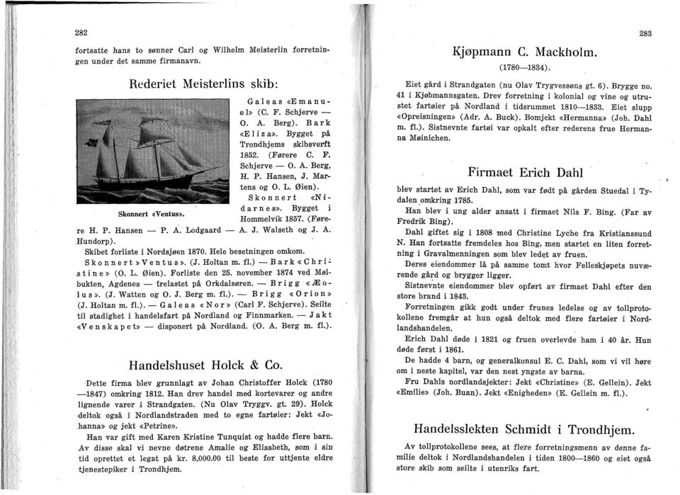Å. Lodgaard A. J. Walseth og J. A. Hundorp). Skibet forliste i Nordsjøen 1870. Hele besetningen omkom. S k o n n e r t» V e n t u s». (J. Holtan m. fl.) Bark «C h r i -.8 tine» (O. L. Øien).