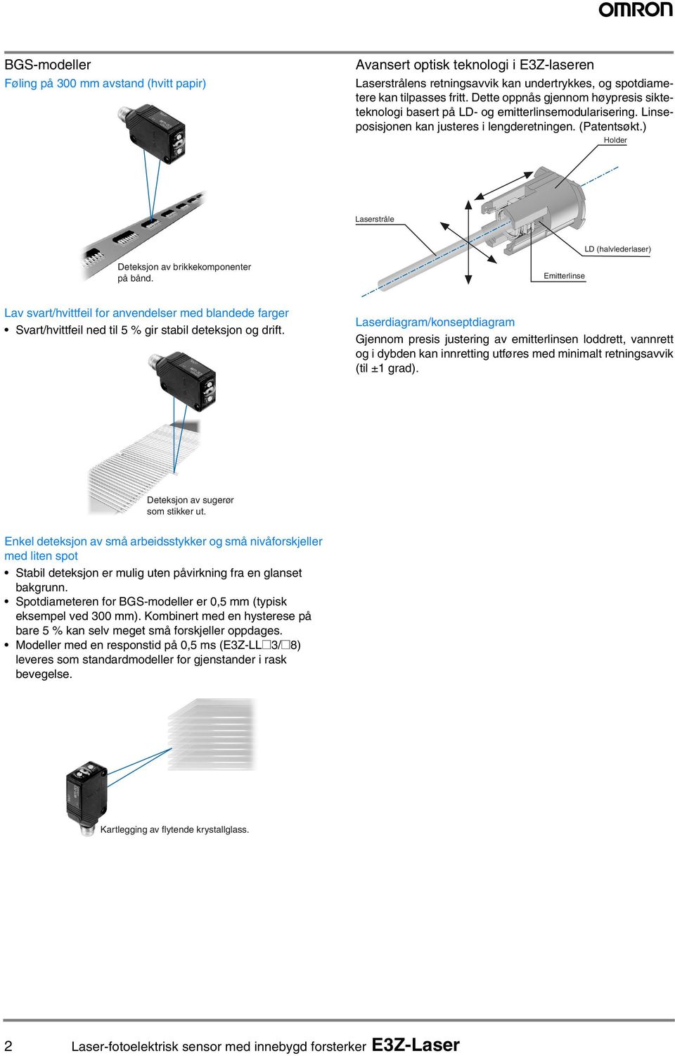 ) Holder Laserstråle LD (halvlederlaser) Deteksjon av brikkekomponenter på bånd.