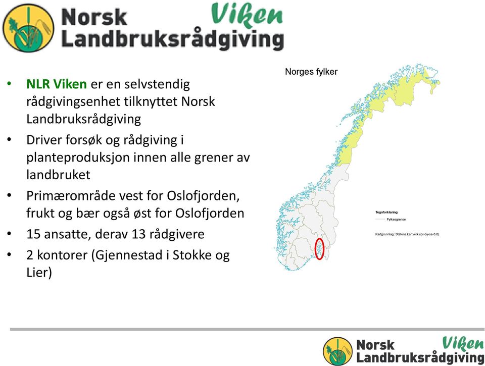 frukt og bær også øst for Oslofjorden 15 ansatte, derav 13 rådgivere 2 kontorer (Gjennestad i