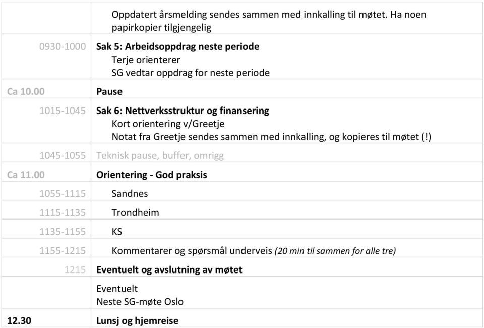 Nettverksstruktur og finansering Kort orientering v/greetje Notat fra Greetje sendes sammen med innkalling, og kopieres til møtet (!