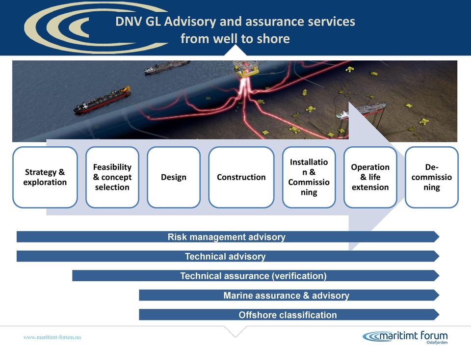 Operation & life extension Decommissio ning Risk management advisory Technical