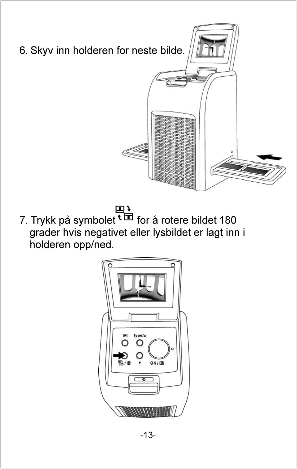 bildet 180 grader hvis negativet eller