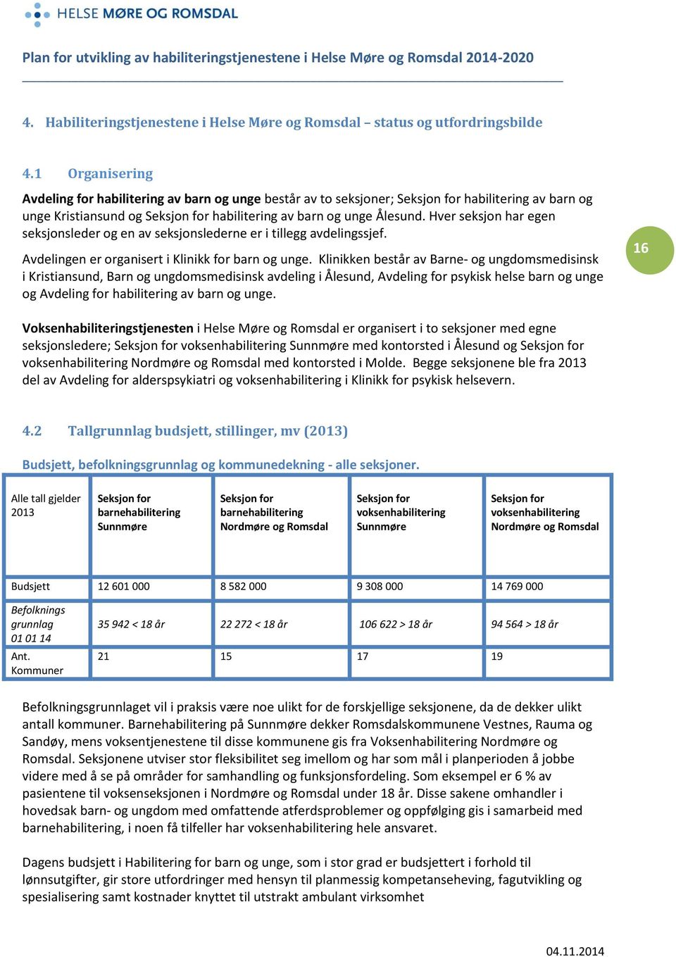 Hver seksjon har egen seksjonsleder og en av seksjonslederne er i tillegg avdelingssjef. Avdelingen er organisert i Klinikk for barn og unge.