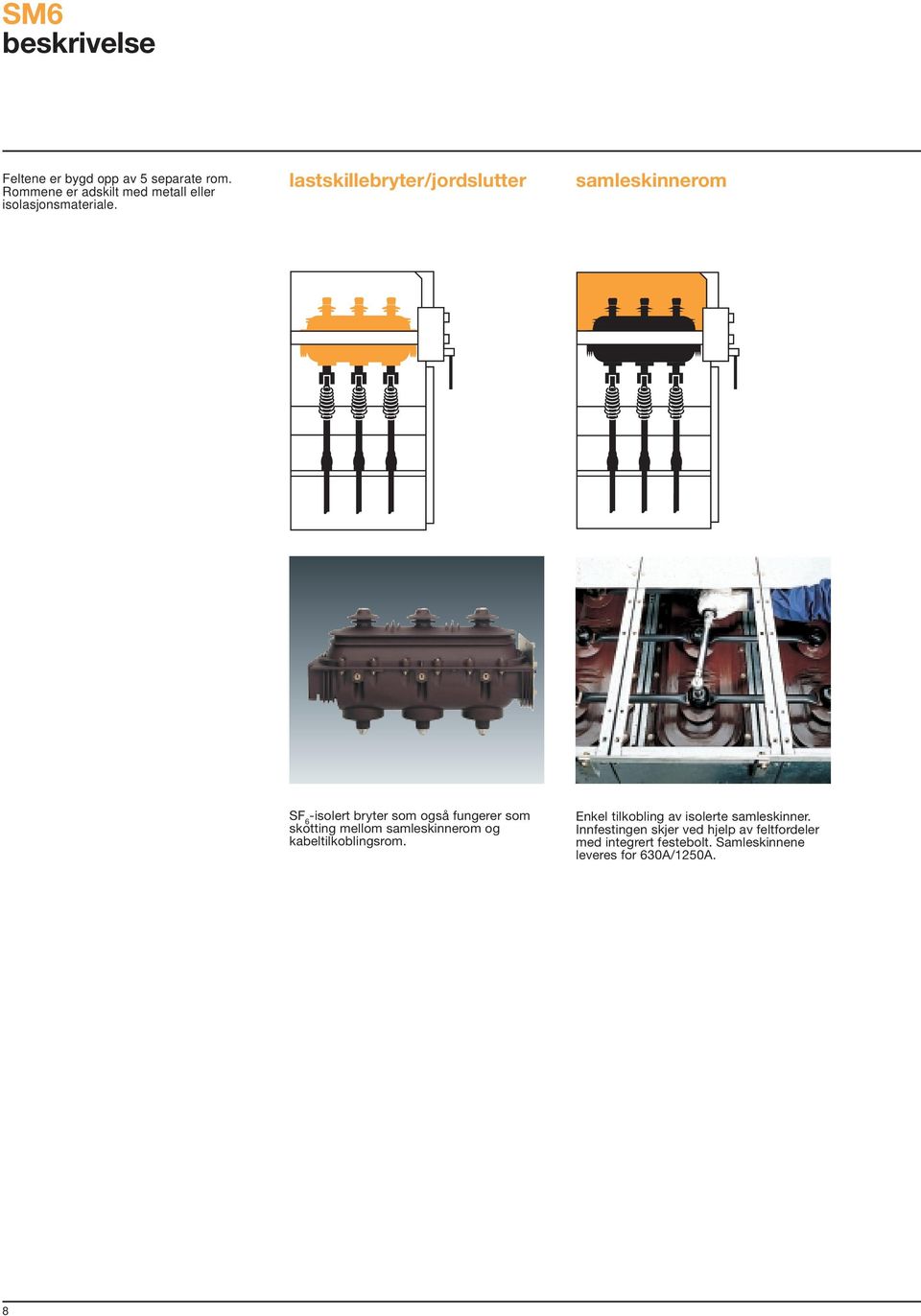 lastskillebryter/jordslutter samleskinnerom SF 6 -isolert bryter som også fungerer som skotting