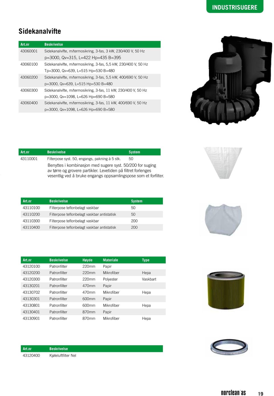 3-fas, 11 kw, 230/400 V, 50 Hz p=3000, Qv=1098, L=626 Hp=690 B=580 43060400 Sidekanalvifte, m/termosikring, 3-fas, 11 kw, 400/690 V, 50 Hz p=3000, Qv=1098, L=626 Hp=690 B=580 System 43110001