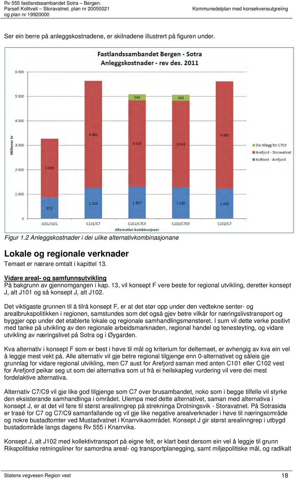 13, vil konsept F vere beste for regional utvikling, deretter konsept J, alt J101 og så konsept J, alt J102.