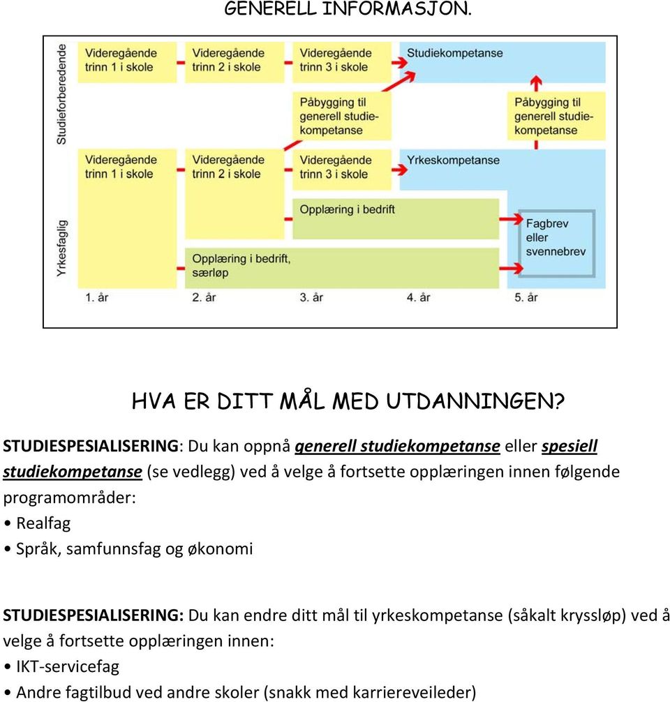 velge å fortsette opplæringen innen følgende programområder: Realfag Språk, samfunnsfag og økonomi