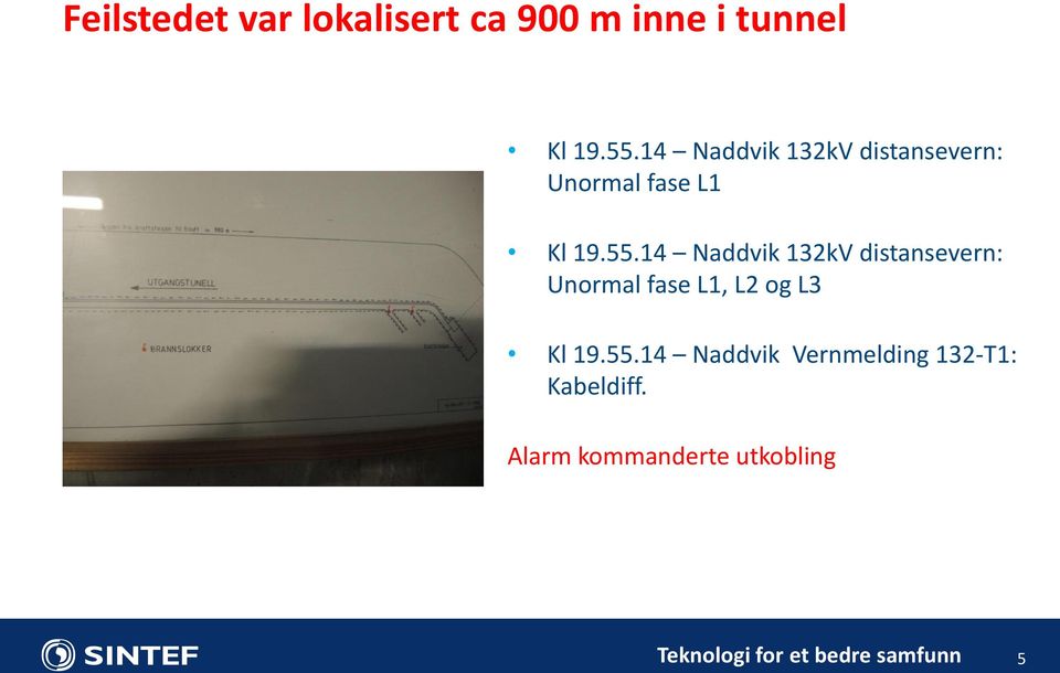 14 Naddvik 132kV distansevern: Unormal fase L1, L2 og L3 Kl 19.55.