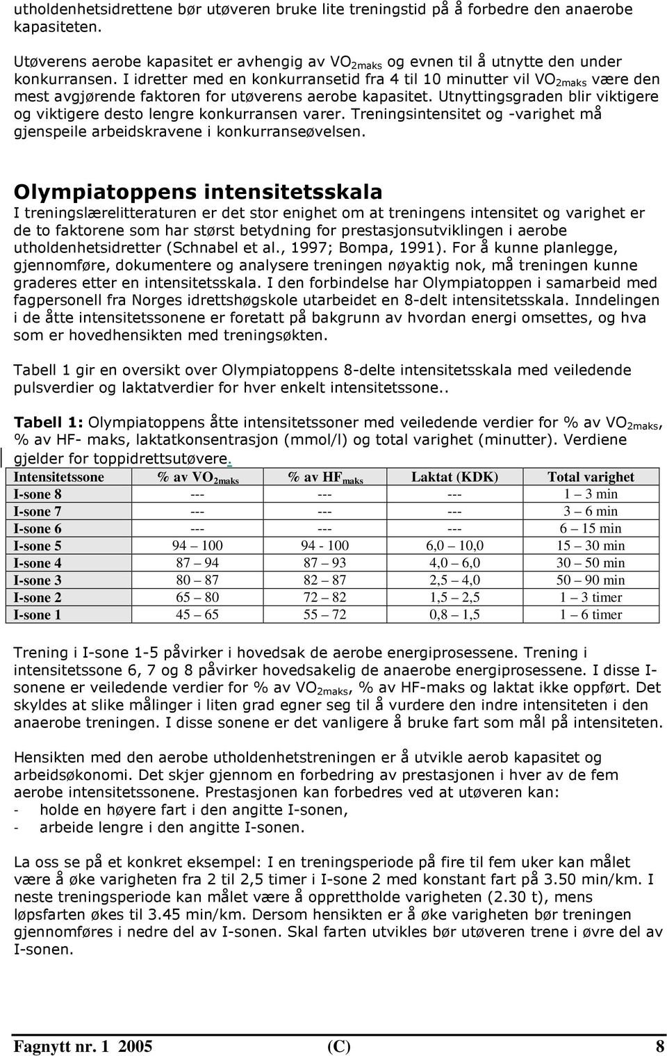 Utnyttingsgraden blir viktigere og viktigere desto lengre konkurransen varer. Treningsintensitet og -varighet må gjenspeile arbeidskravene i konkurranseøvelsen.