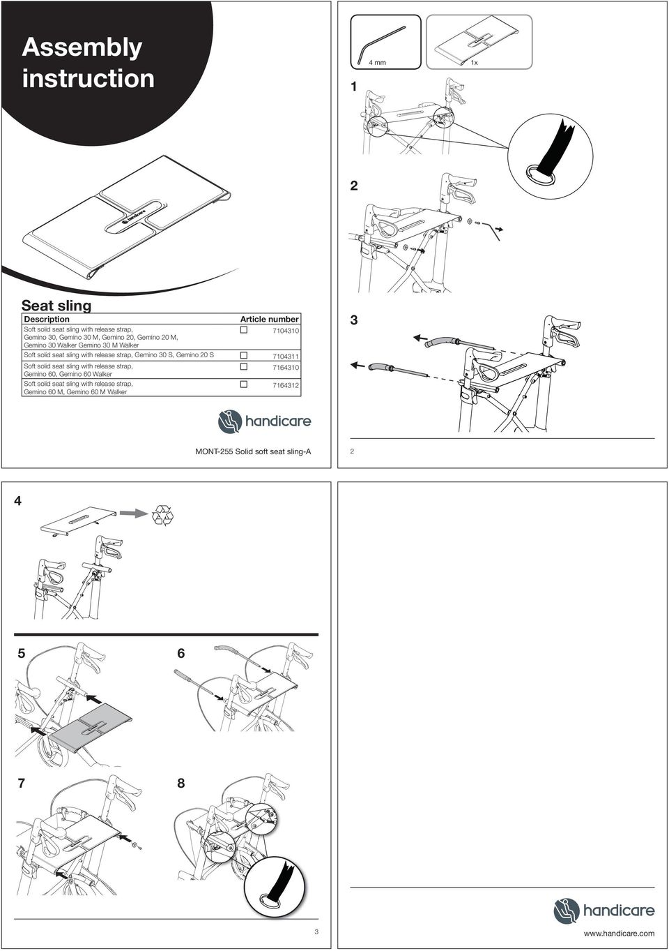 release strap, Gemino 0 S, Gemino 0 S 704 Soft solid seat sling with release strap, 7640 Gemino 60, Gemino 60