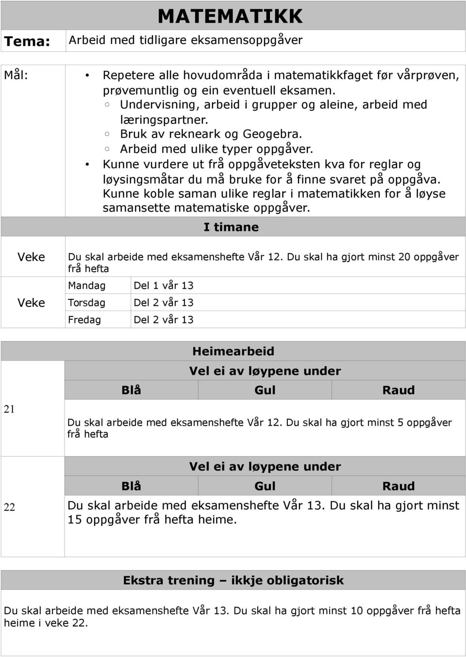 Kunne vurdere ut frå oppgåveteksten kva for reglar og løysingsmåtar du må bruke for å finne svaret på oppgåva.