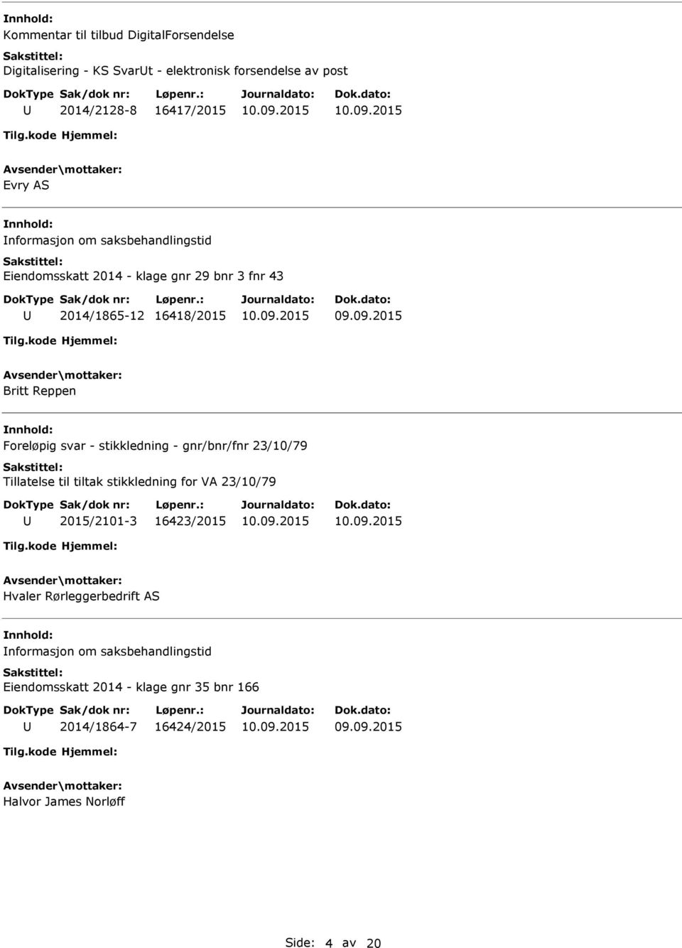 stikkledning - gnr/bnr/fnr 23/10/79 Tillatelse til tiltak stikkledning for VA 23/10/79 2015/2101-3 16423/2015 Hvaler Rørleggerbedrift