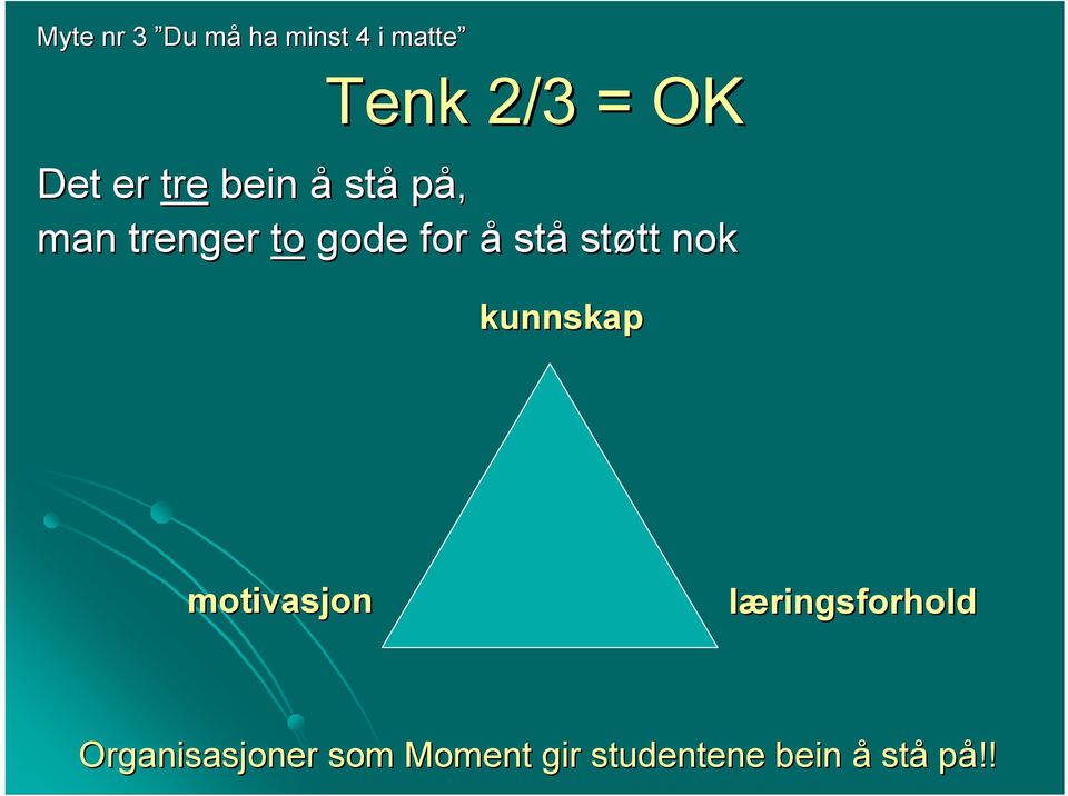 stå støtt tt nok kunnskap motivasjon læringsforhold