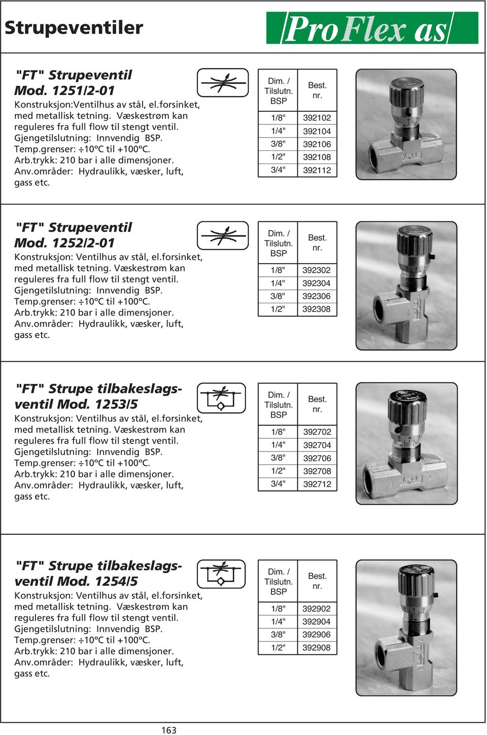 1252/2-01 Gjengetilslutning: Innvendig. 392302 392304 392306 392308 Mod.