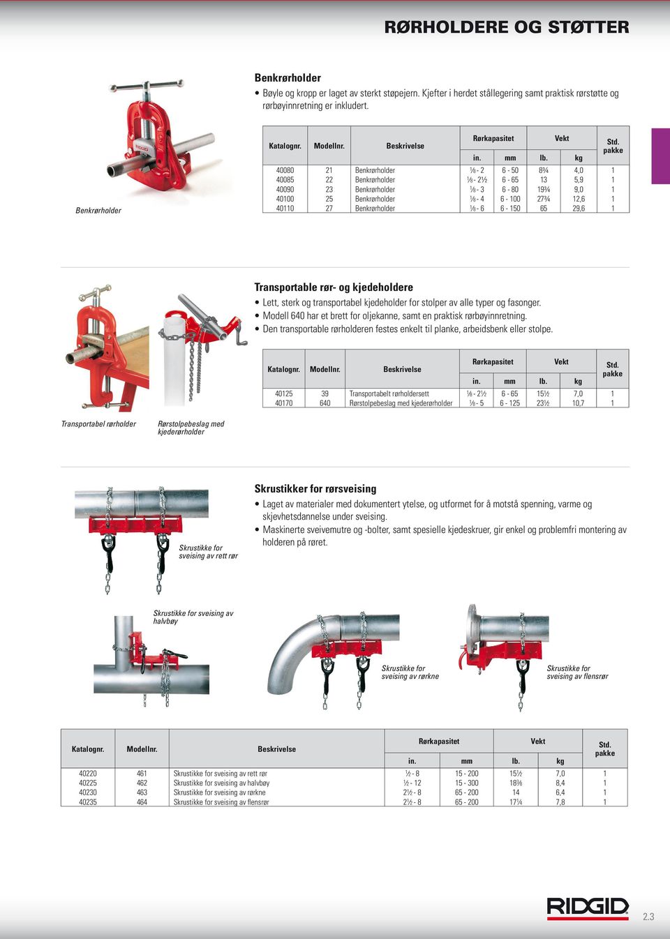 Benkrørholder 1 8-6 6-150 65 29,6 1 Transportable rør- og kjedeholdere Lett, sterk og transportabel kjedeholder for stolper av alle typer og fasonger.