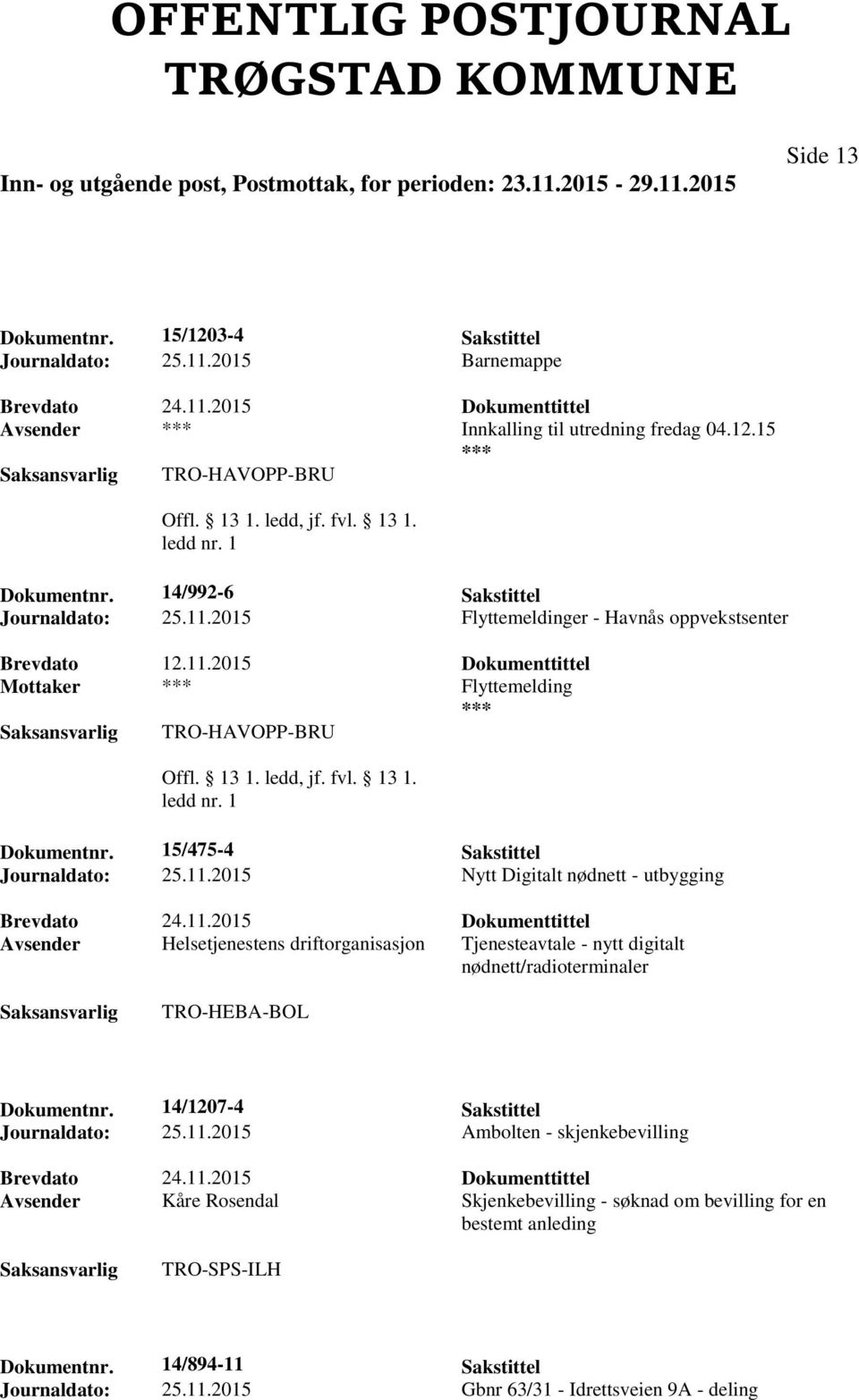 14/1207-4 Sakstittel Journaldato: 25.11.2015 Ambolten - skjenkebevilling Avsender Kåre Rosendal Skjenkebevilling - søknad om bevilling for en bestemt anleding TRO-SPS-ILH Dokumentnr.