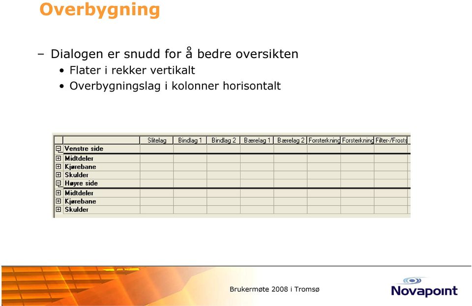 i rekker vertikalt