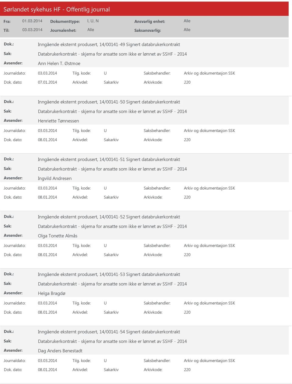 14/00141-51 Signert databrukerkontrakt Ingvild Andresen Inngående eksternt produsert, 14/00141-52 Signert databrukerkontrakt Olga