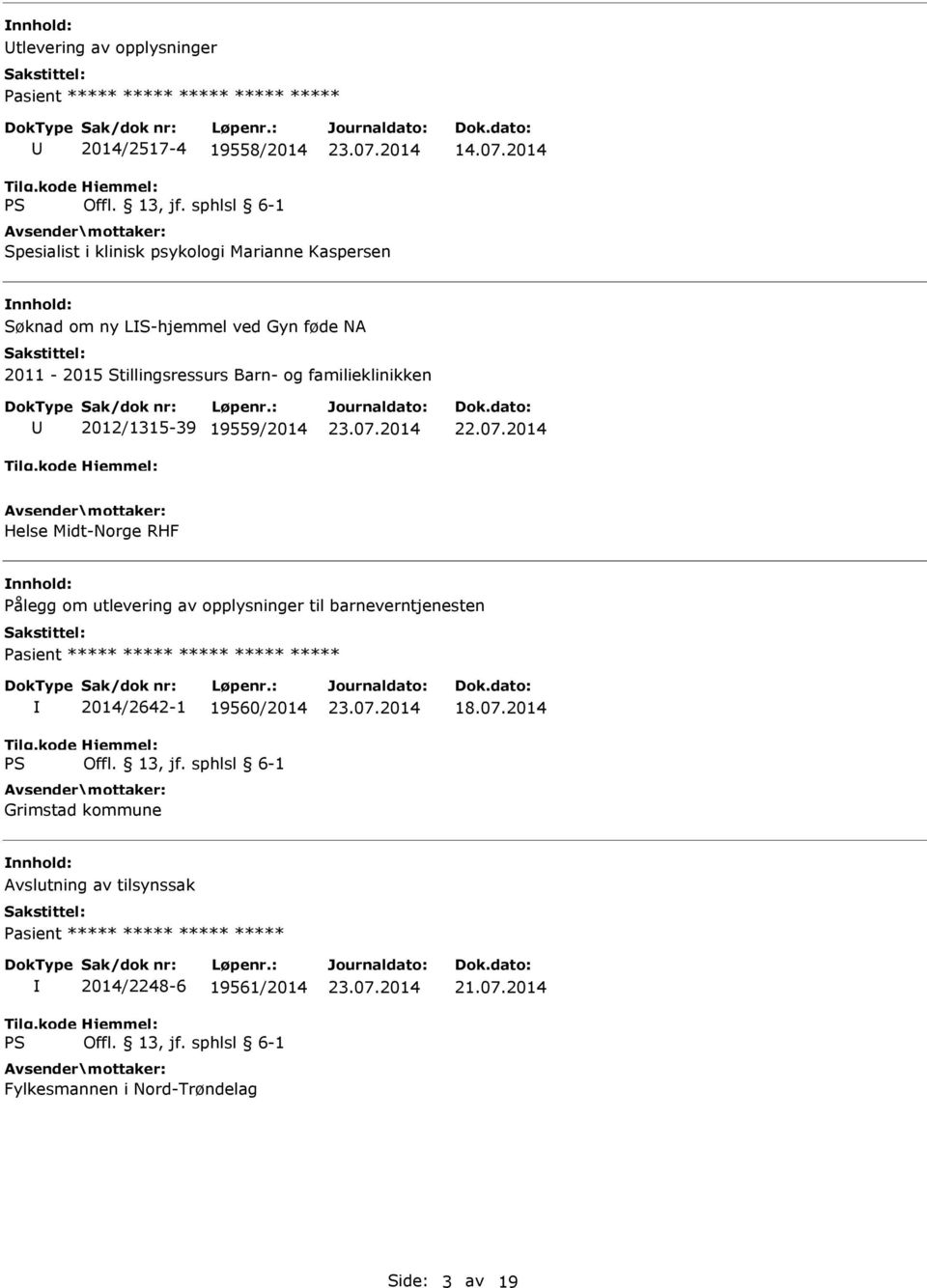 familieklinikken 2012/1315-39 19559/2014 22.07.