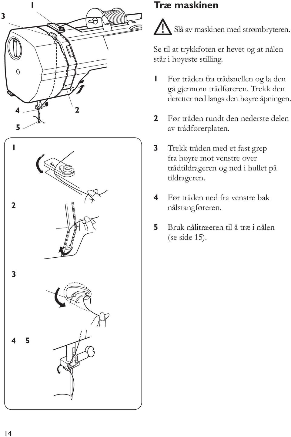 Før tråden rundt den nederste delen av trådførerplaten.