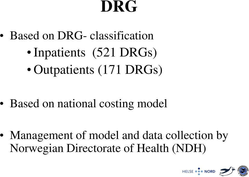 national costing model Management of model and